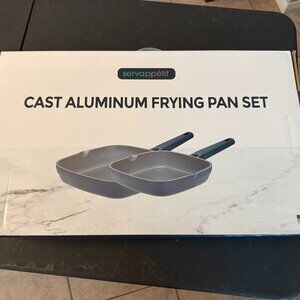 Cast Aluminum Frying Pan Set in Blue by Servappetit, NEW IN BOX